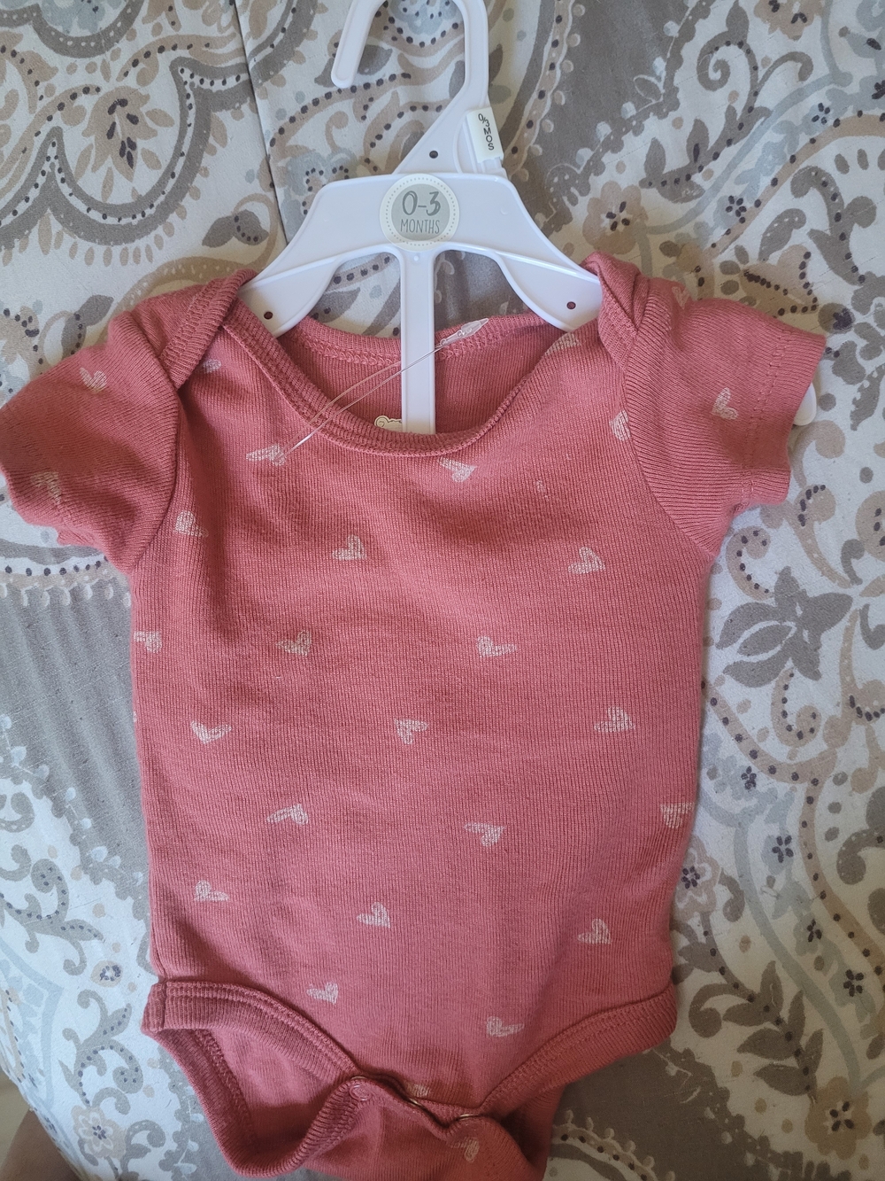 Soft Pink Heart-Print Baby Bodysuit